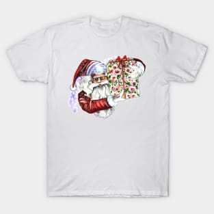 Santa Claus Holding a Present T-Shirt